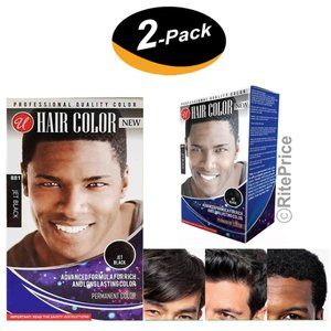 Men's Hair Color Jet Black Advanced Formula Professional Quality (2 Pack)